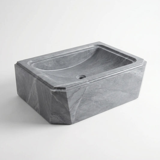 RMD-130 Round Grey Marble Vessel Sink Basin