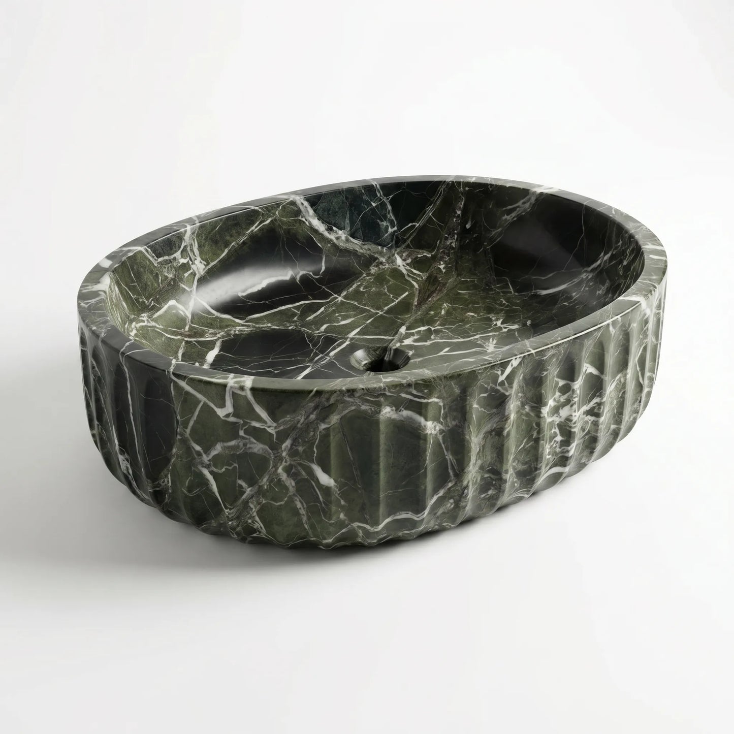RMD-133 Round Green Marble Vessel Sink Basin