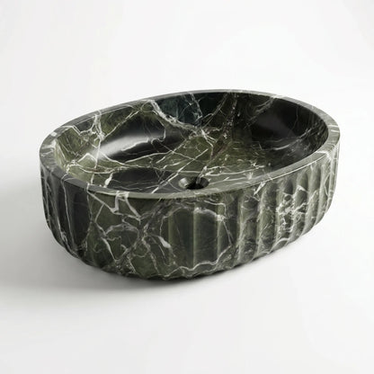 RMD-133 Round Green Marble Vessel Sink Basin
