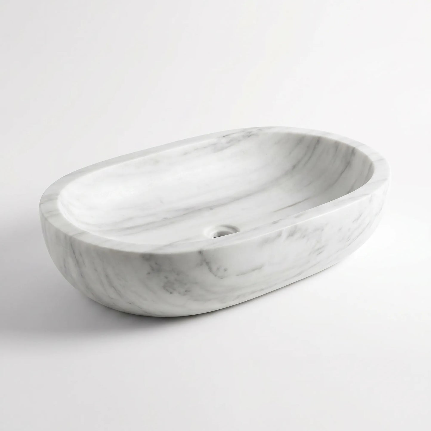 RMD-134 Round Carrara White Vessel Sink Basin