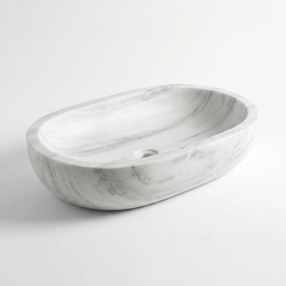 RMD-134 Round Carrara White Vessel Sink Basin