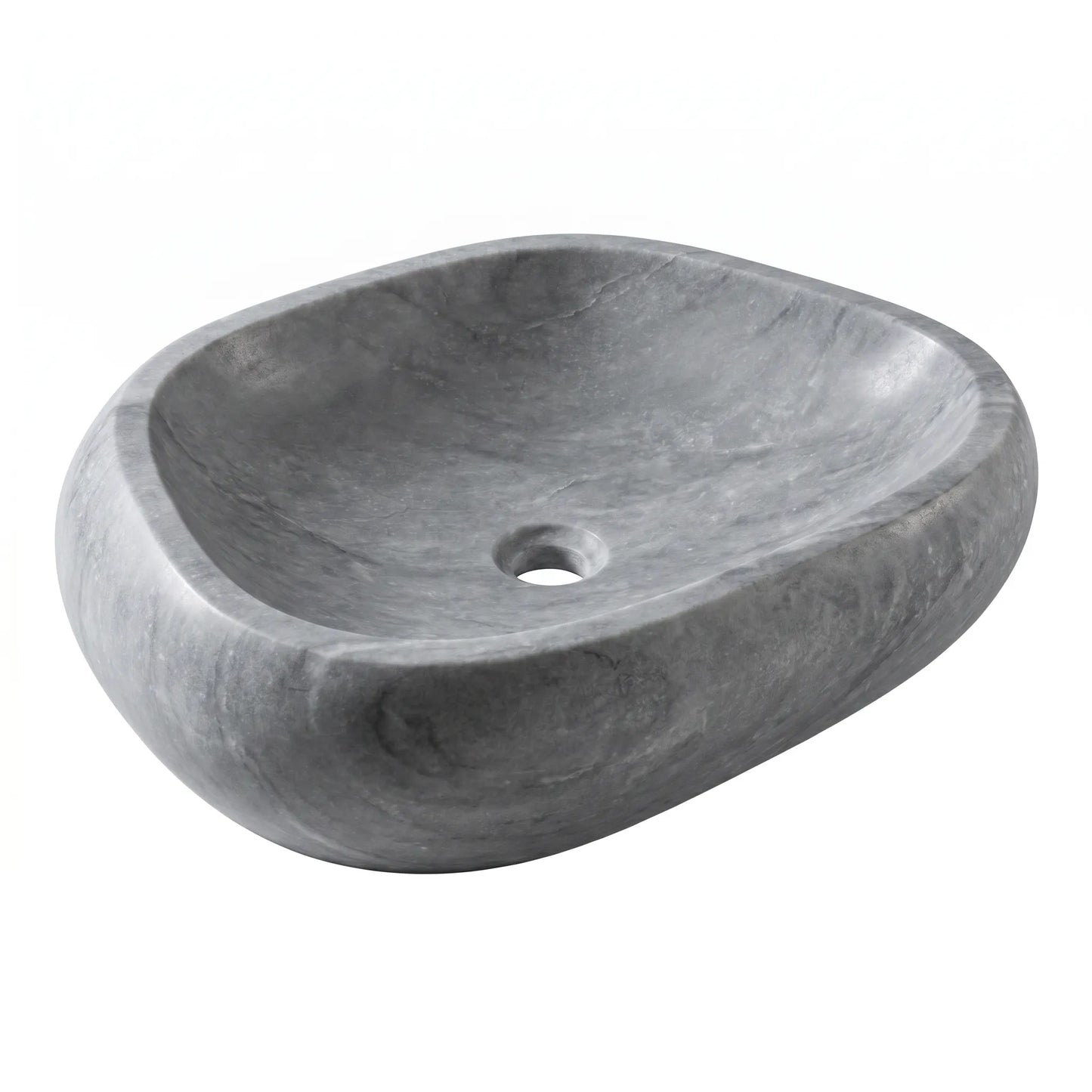 RMD-138 Round Grey Marble Vessel Sink Basin
