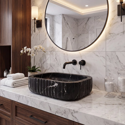 RMD-139 Rectangle Nero Marquina Vessel Sink Basin
