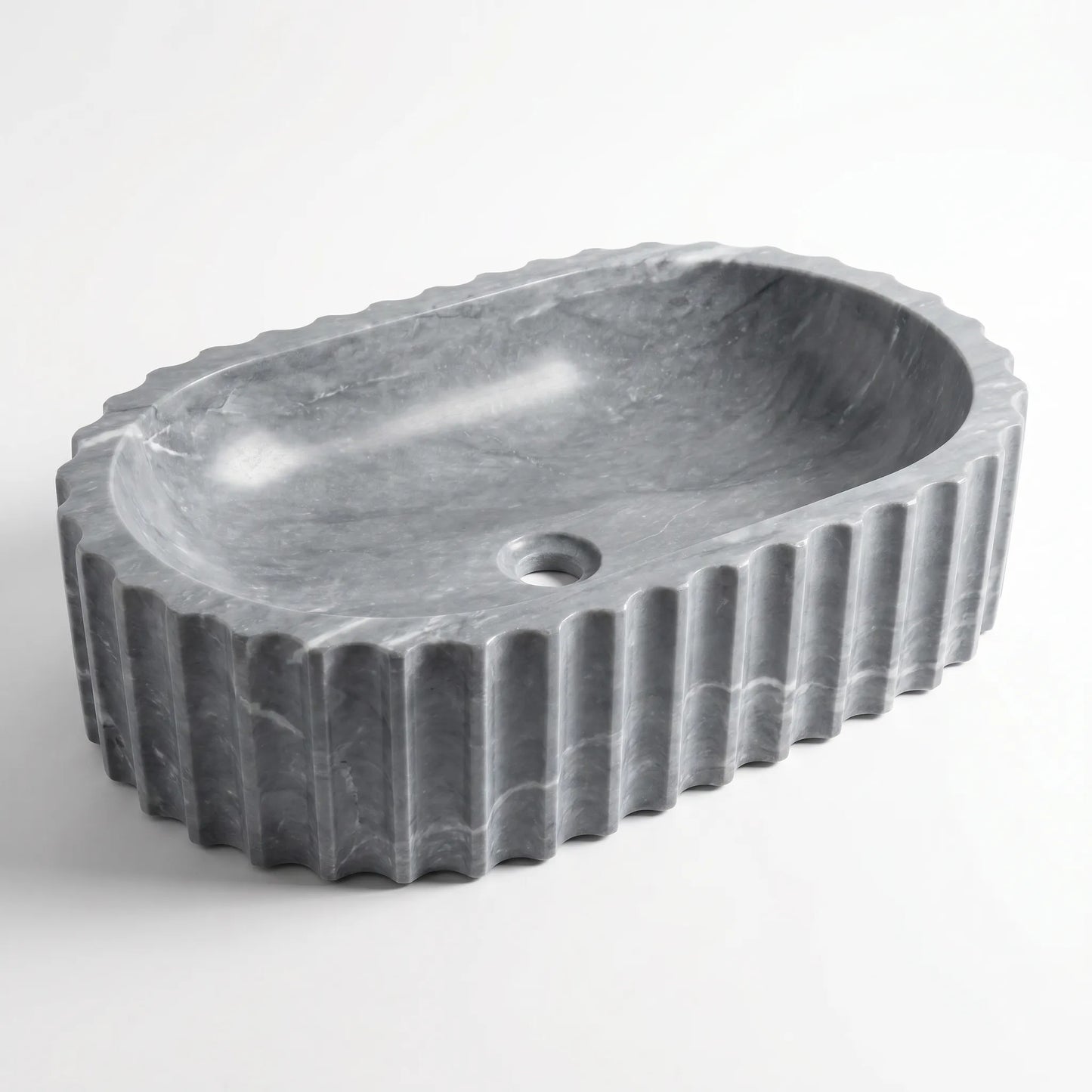 RMD-142 Round Grey Marble Vessel Sink Basin
