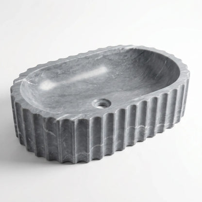 RMD-142 Round Grey Marble Vessel Sink Basin