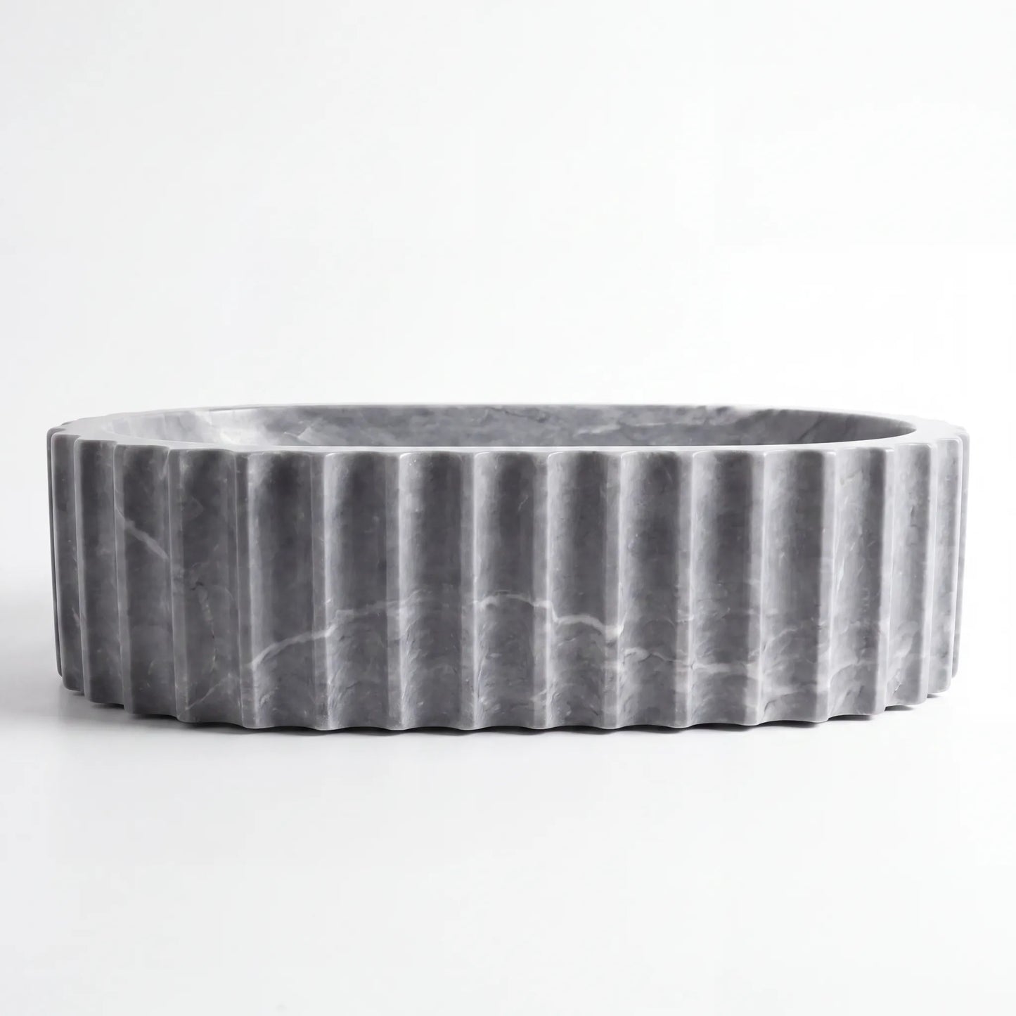 RMD-142 Round Grey Marble Vessel Sink Basin