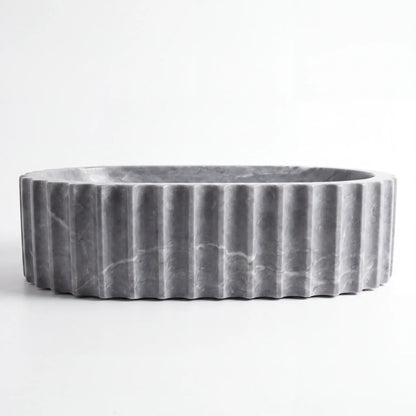 RMD-142 Round Grey Marble Vessel Sink Basin