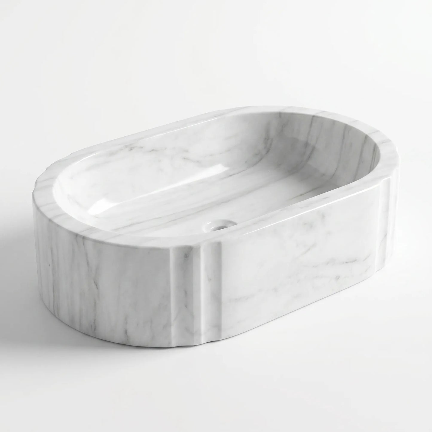 RMD-144 Round Carrara White Vessel Sink Basin