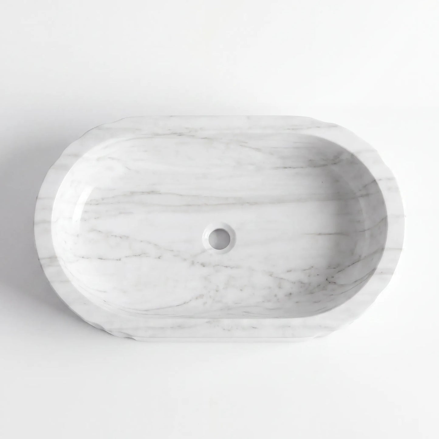 RMD-144 Round Carrara White Vessel Sink Basin