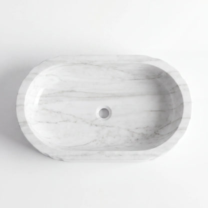 RMD-144 Round Carrara White Vessel Sink Basin