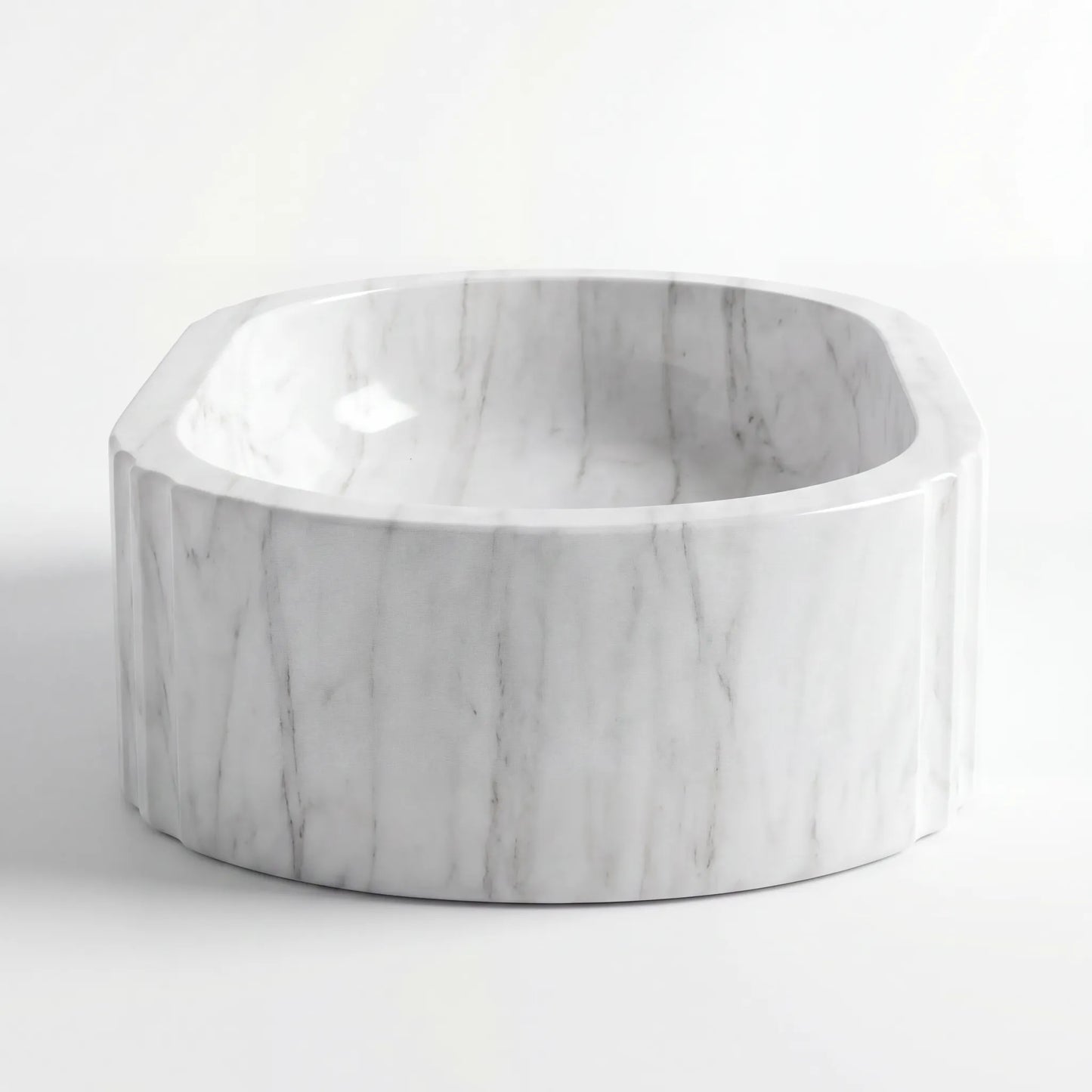 RMD-144 Round Carrara White Vessel Sink Basin