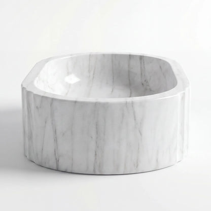 RMD-144 Round Carrara White Vessel Sink Basin