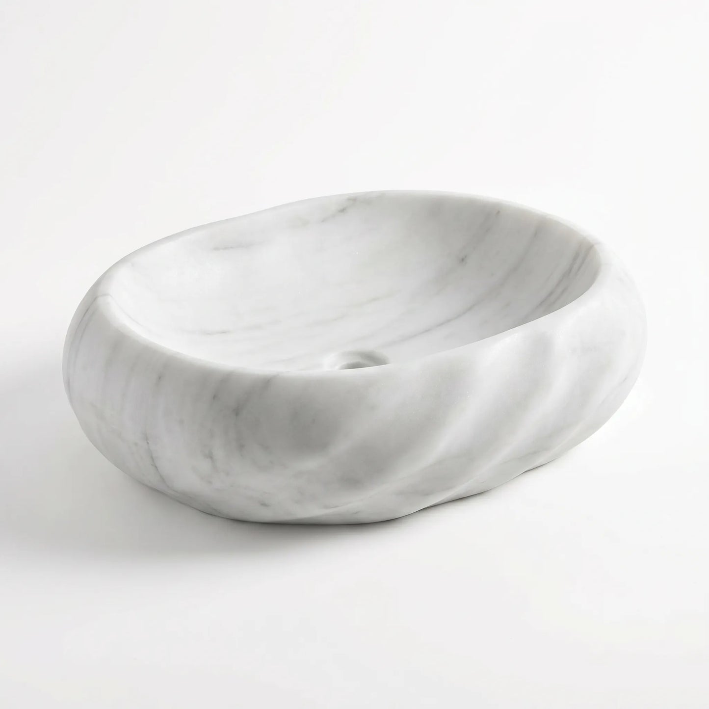RMD-147 Round Carrara White Vessel Sink Basin
