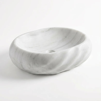 RMD-147 Round Carrara White Vessel Sink Basin