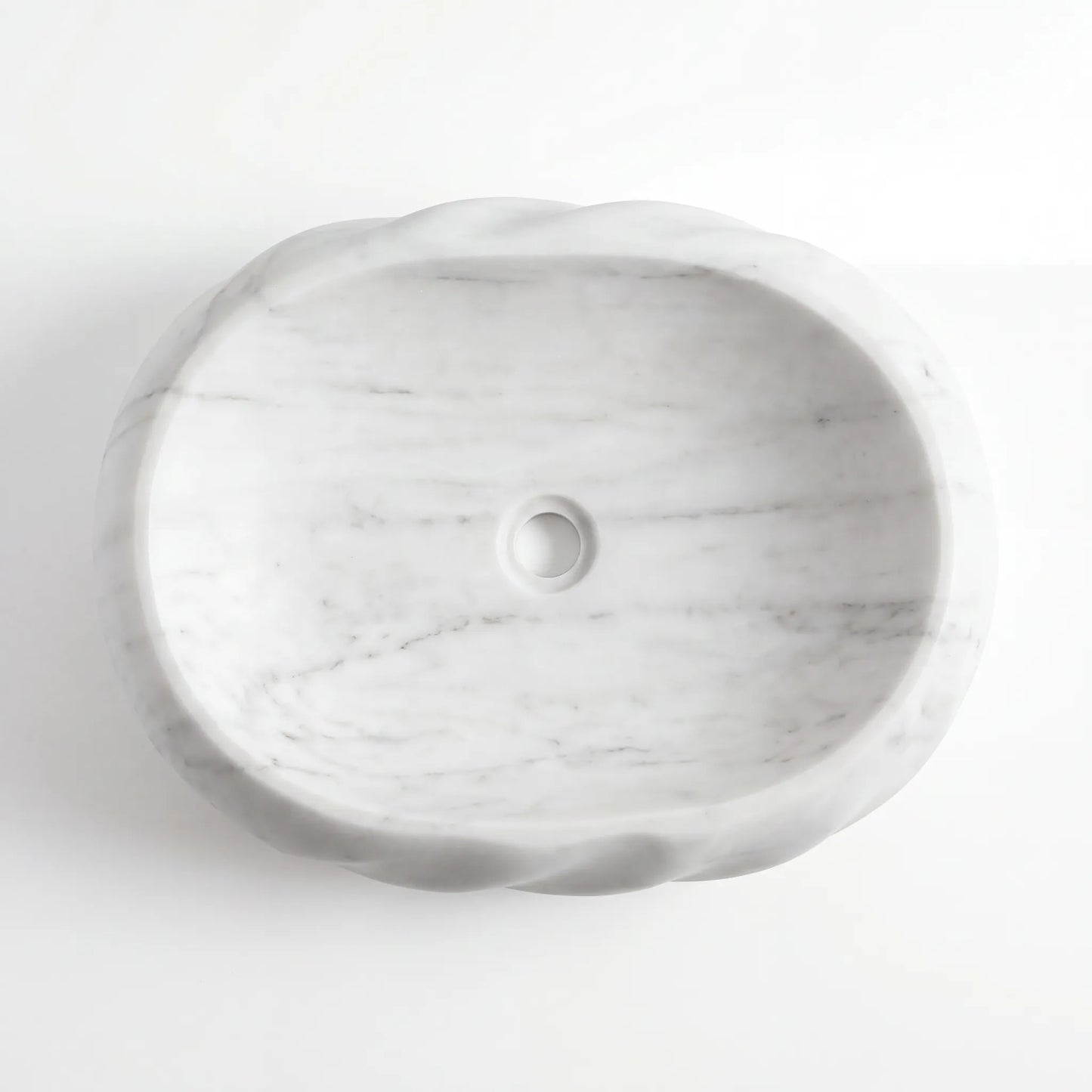RMD-147 Round Carrara White Vessel Sink Basin