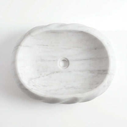 RMD-147 Round Carrara White Vessel Sink Basin