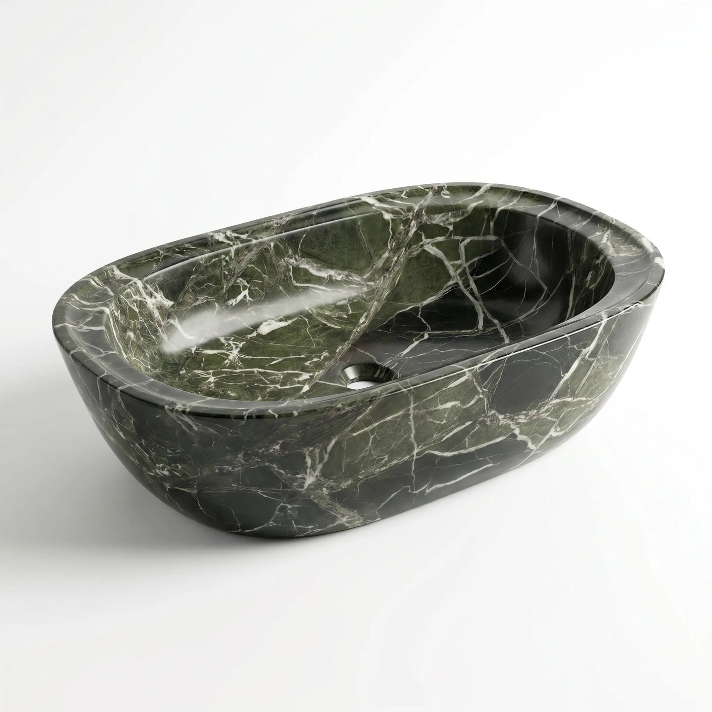 RMD-149 Round Green Marble Vessel Sink Basin