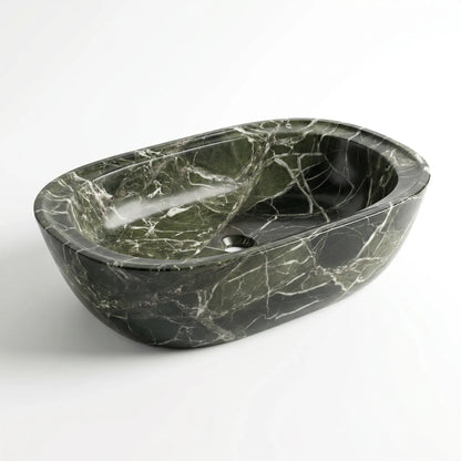 RMD-149 Round Green Marble Vessel Sink Basin