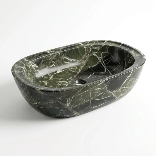 RMD-149 Round Green Marble Vessel Sink Basin