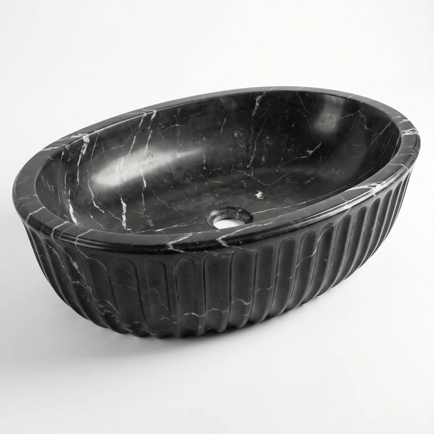 RMD-151 Round Nero Marquina Vessel Sink Basin