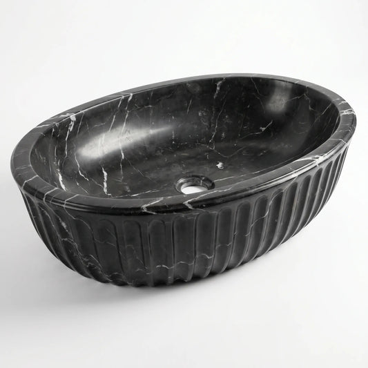 RMD-151 Round Nero Marquina Vessel Sink Basin