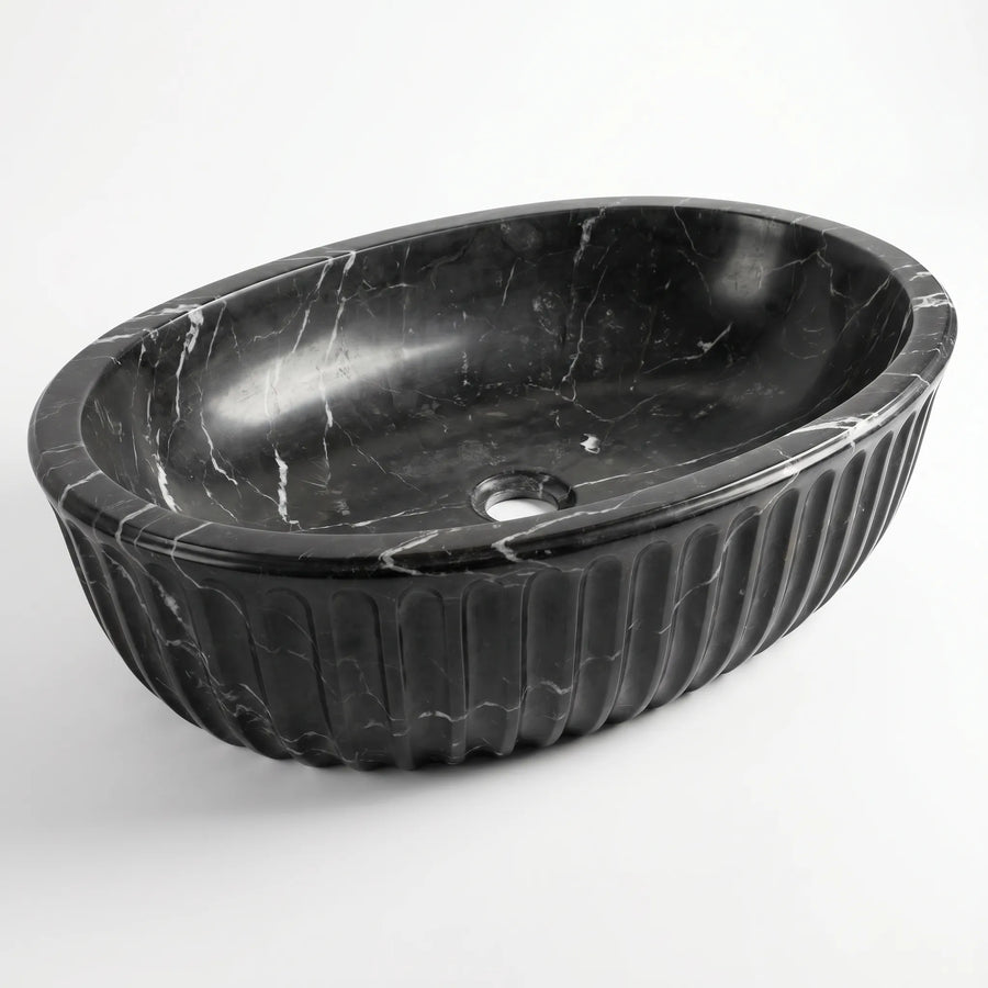 RMD-151 Round Nero Marquina Vessel Sink Basin