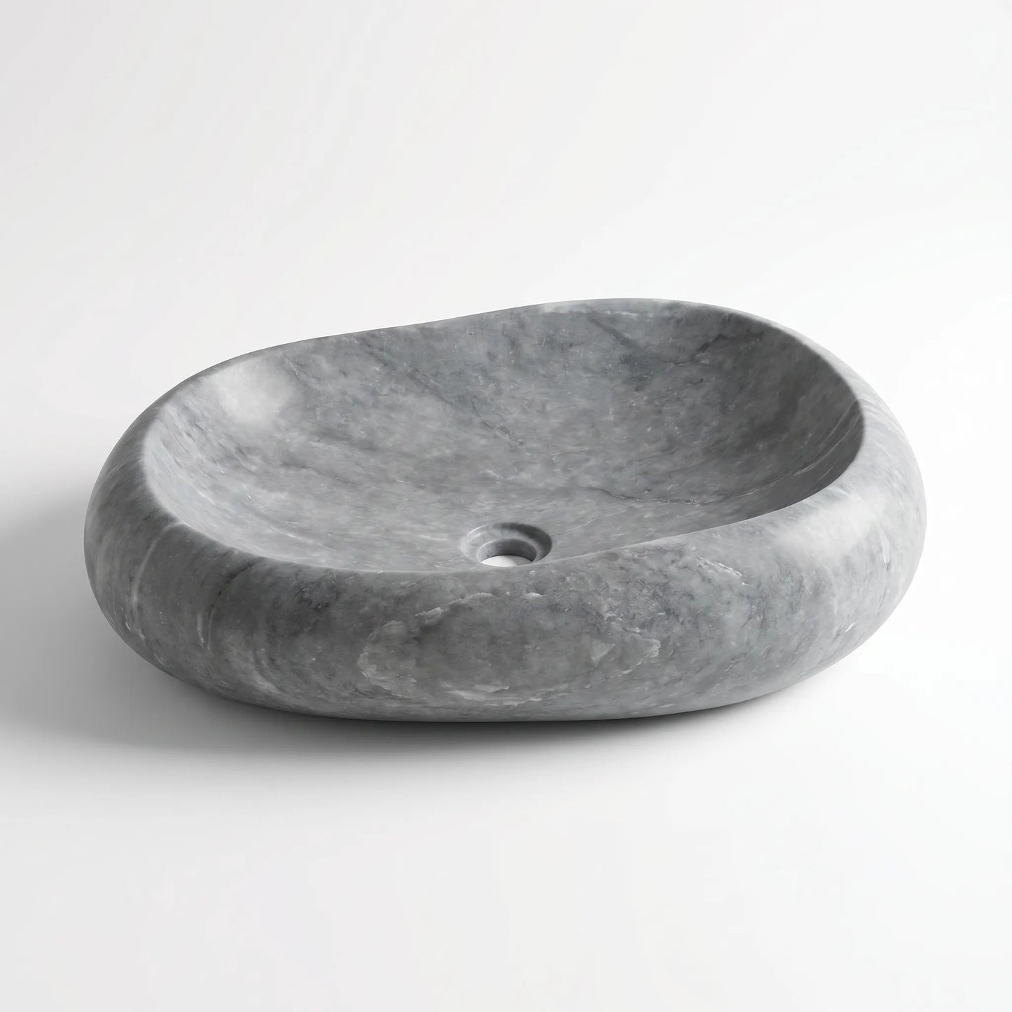 RMD-153 Round Grey Marble Vessel Sink Basin