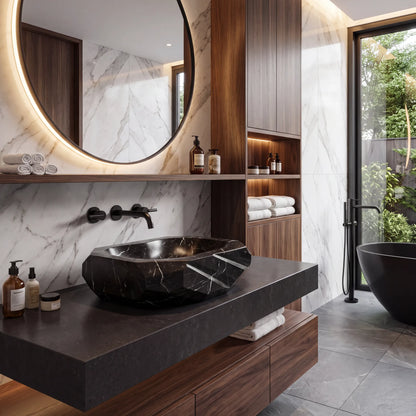 RMD-154 Rectangle Nero Marquina Vessel Sink Basin