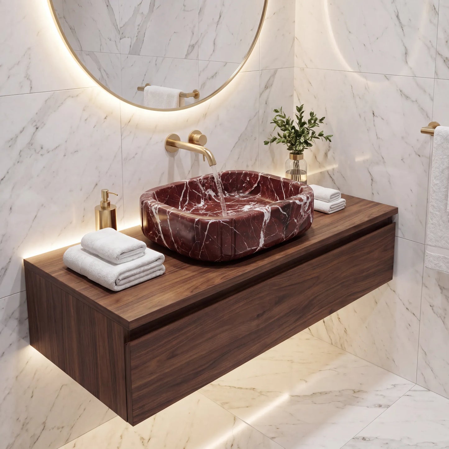 RMD-155 Oval Rosso Levanto Vessel Sink Basin