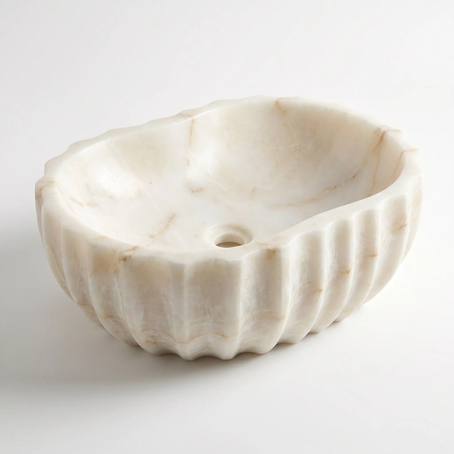 RMD-156 Round Cream and Bej Marble Vessel Sink Basin