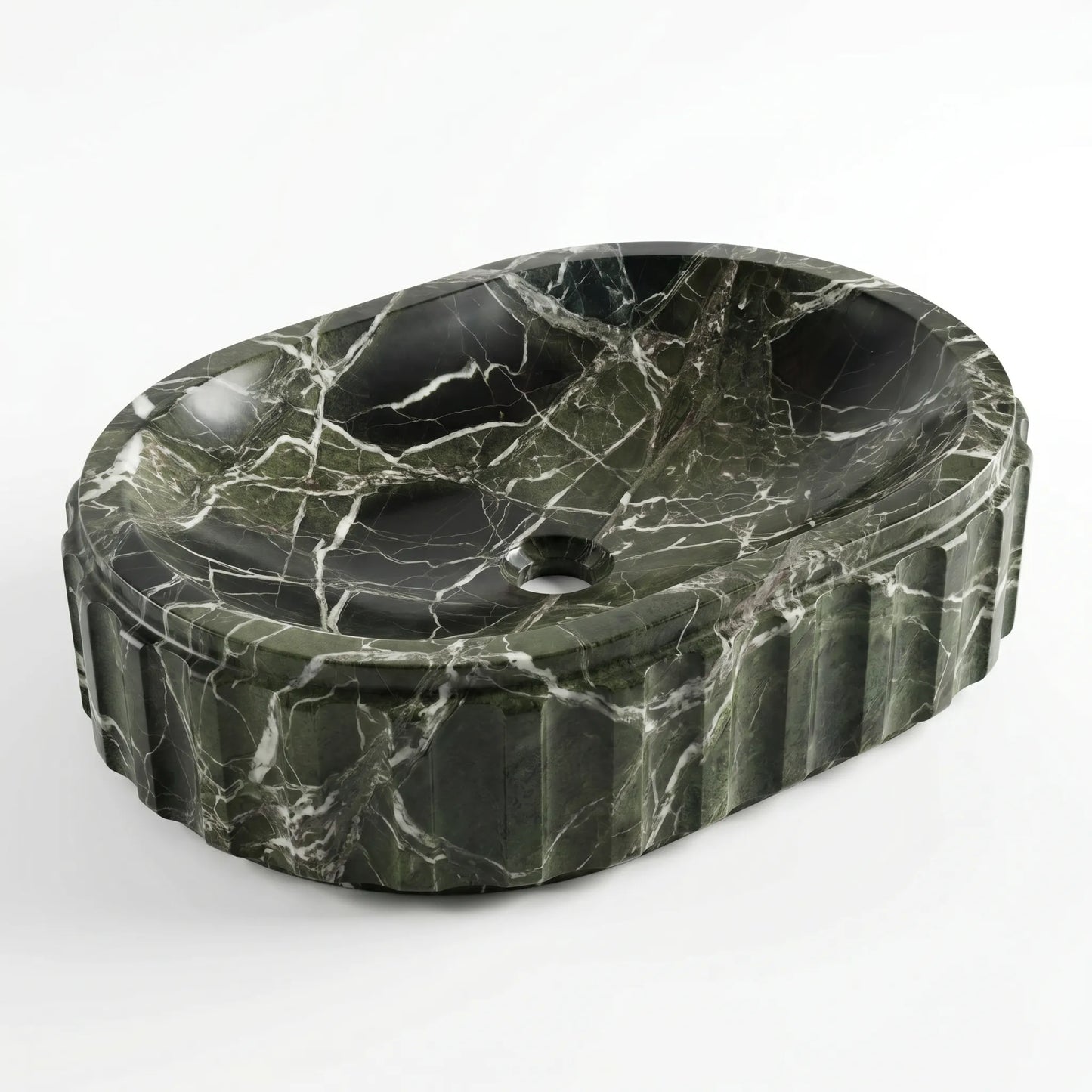 RMD-157 Oval Green Marble Vessel Sink Basin