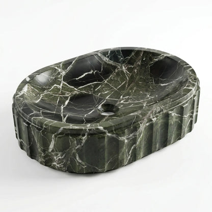 RMD-157 Oval Green Marble Vessel Sink Basin