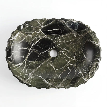 RMD-157 Oval Green Marble Vessel Sink Basin