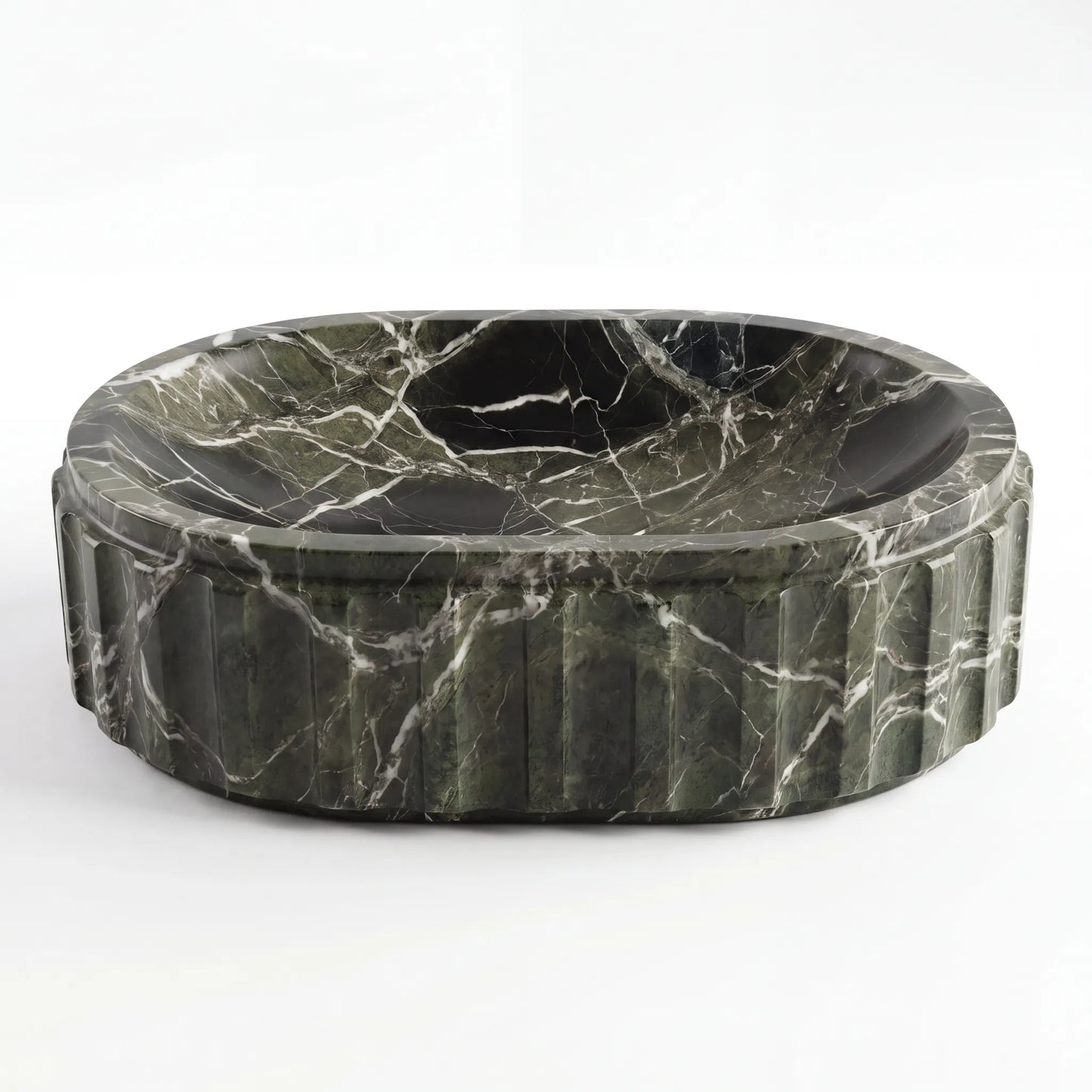 RMD-157 Oval Green Marble Vessel Sink Basin