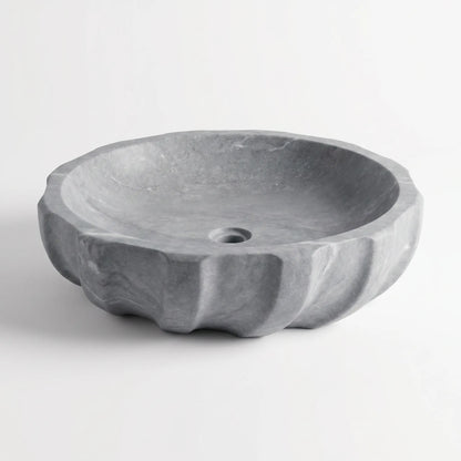 RMD-161 Round Grey Marble Vessel Sink Basin