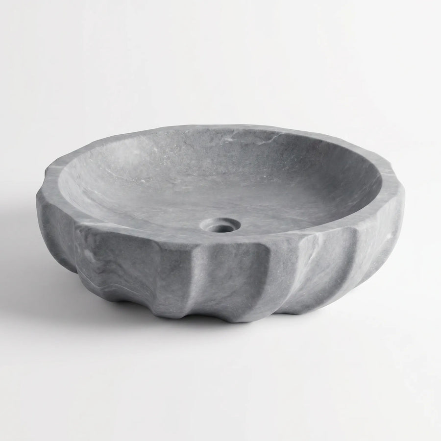 RMD-161 Round Grey Marble Vessel Sink Basin