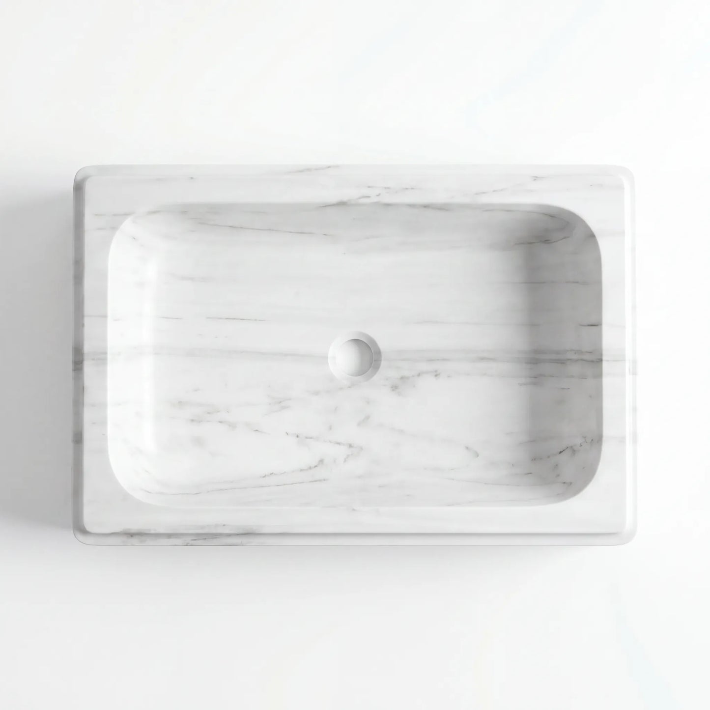 RMD-162 Round Carrara White Vessel Sink Basin