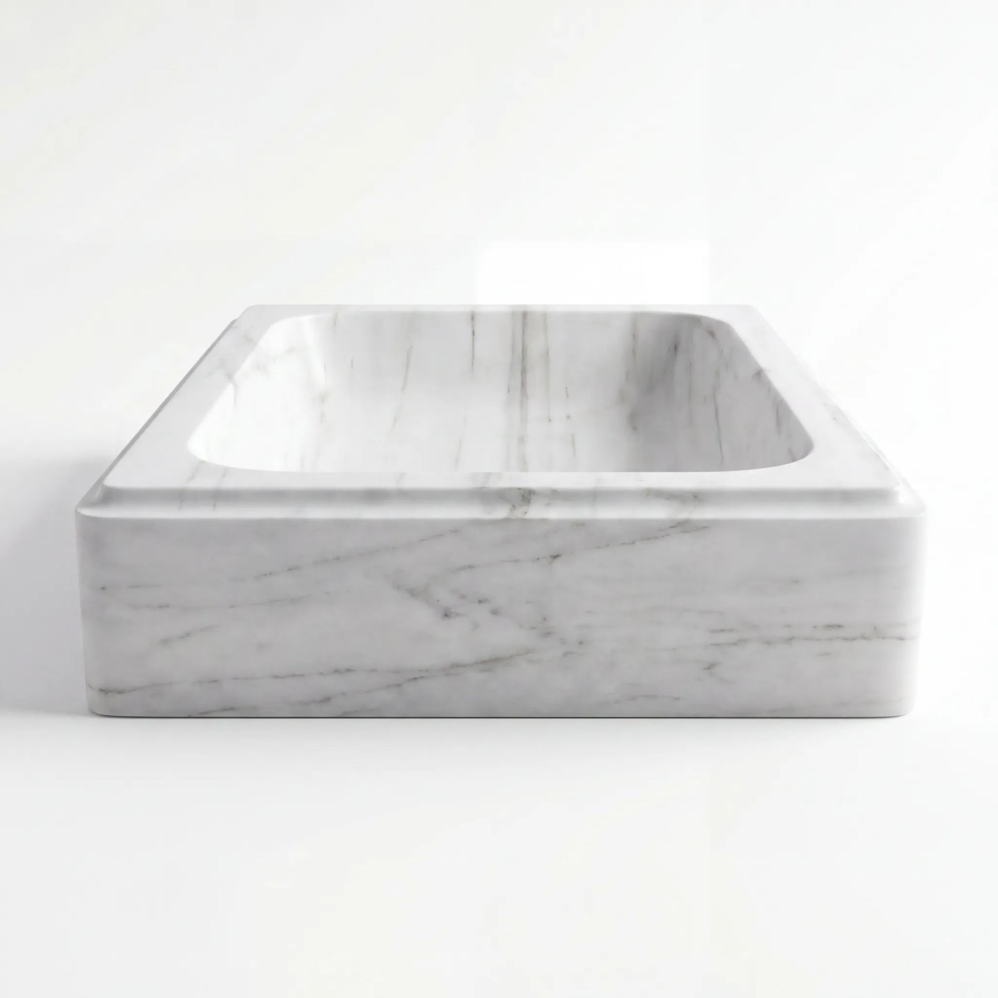RMD-162 Round Carrara White Vessel Sink Basin