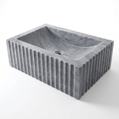 RMD-164 Round Grey Marble Vessel Sink Basin