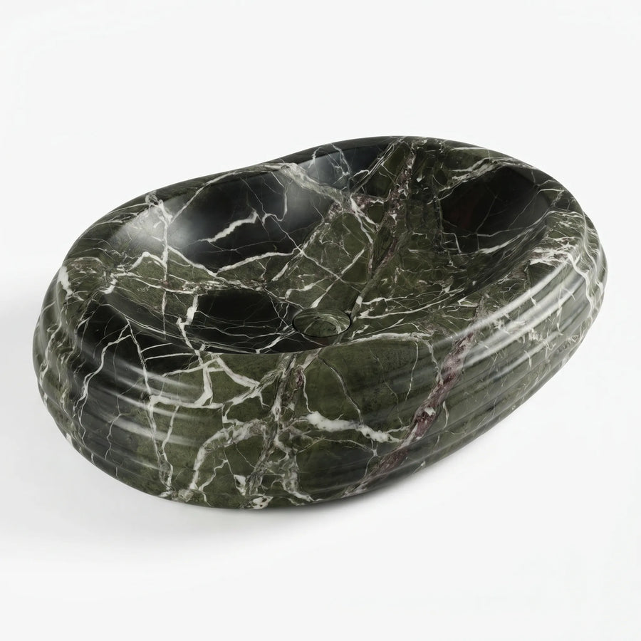 RMD-172 Rectangle Green Marble Vessel Sink Basin