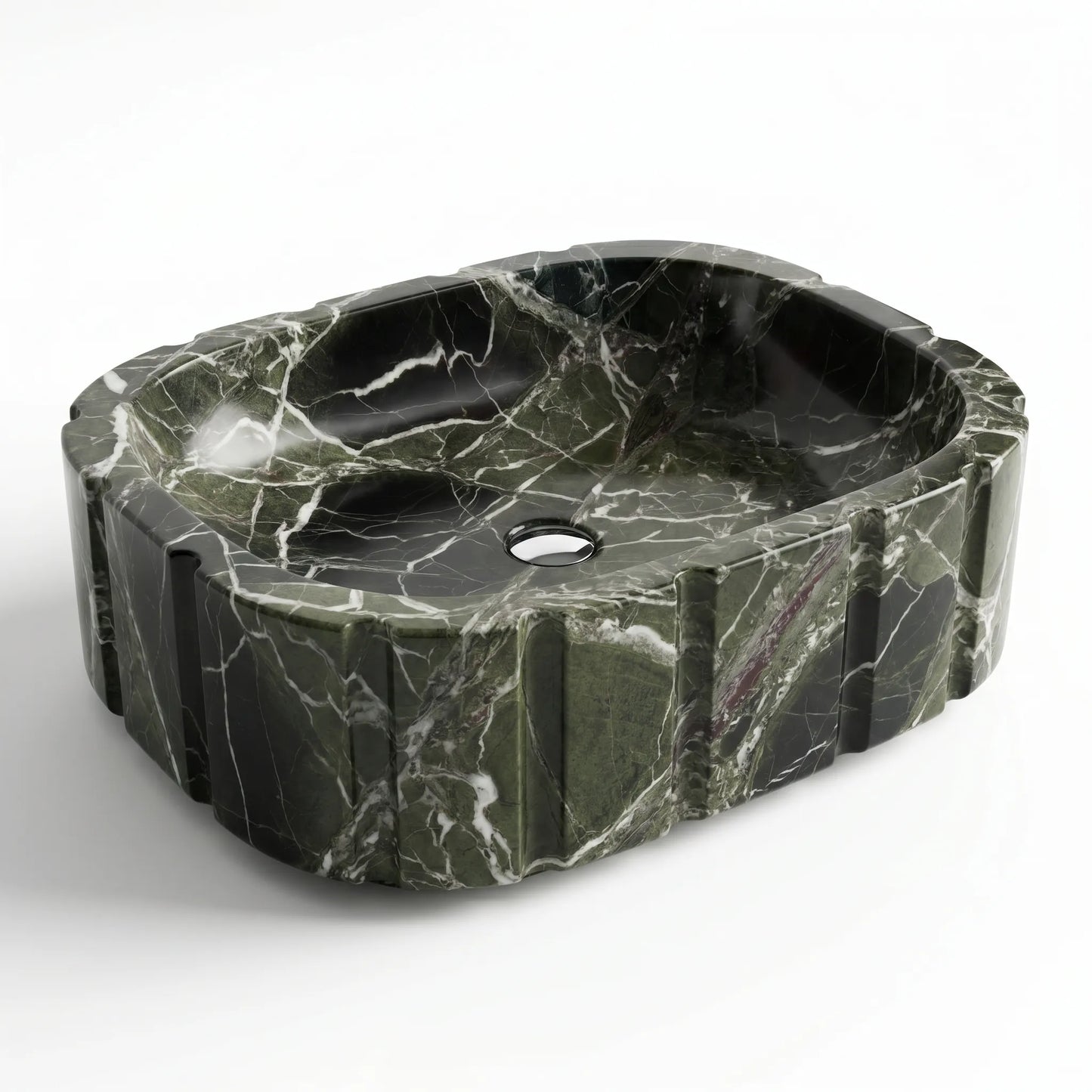 RMD-174 Oval Green Marble Vessel Sink Basin