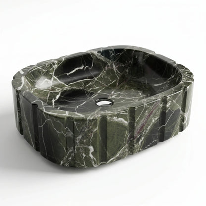 RMD-174 Oval Green Marble Vessel Sink Basin