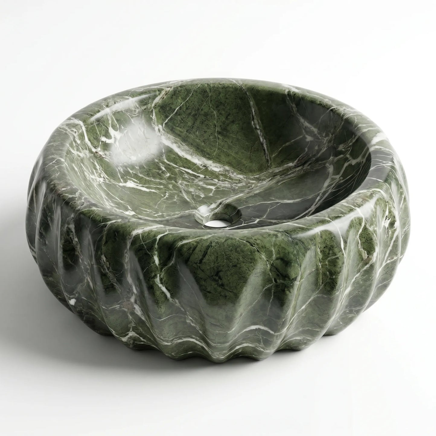 RMD-175 Round Green Marble Vessel Sink Basin