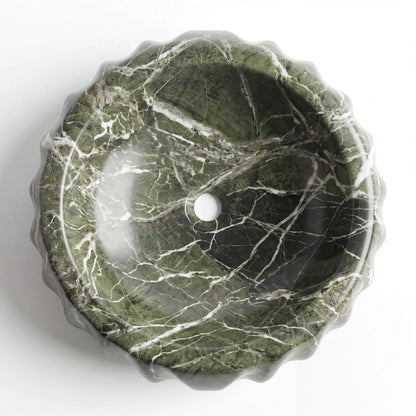 RMD-175 Round Green Marble Vessel Sink Basin