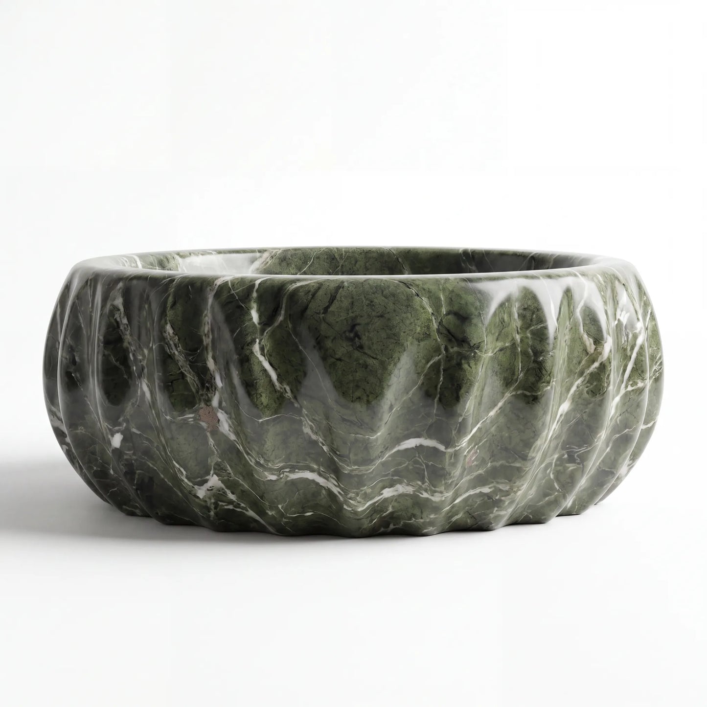 RMD-175 Round Green Marble Vessel Sink Basin