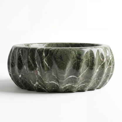 RMD-175 Round Green Marble Vessel Sink Basin