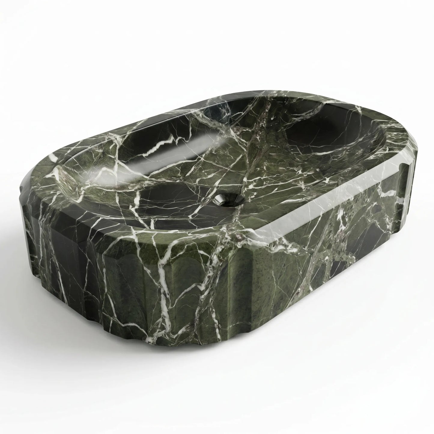 RMD-176 Oval Green Marble Vessel Sink Basin