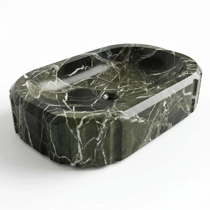 RMD-176 Oval Green Marble Vessel Sink Basin