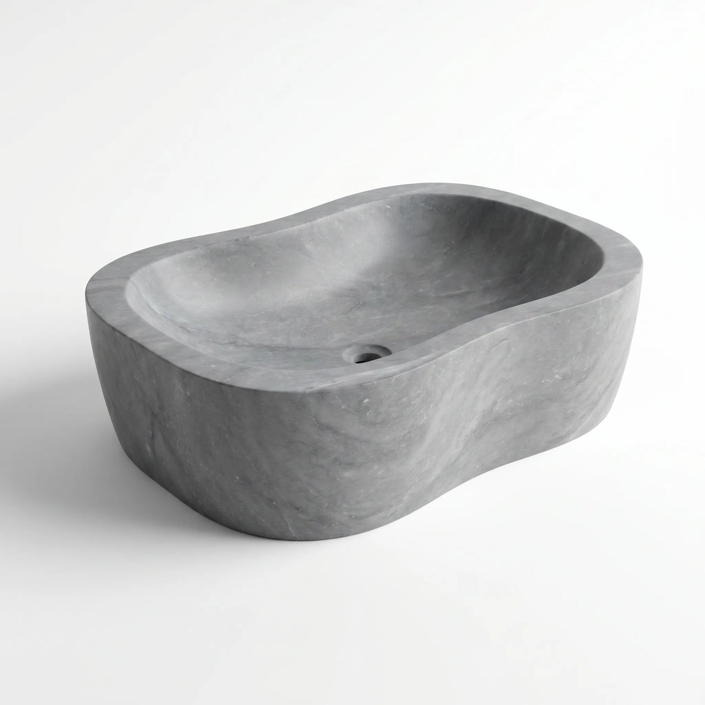 RMD-177 Round Grey Marble Vessel Sink Basin