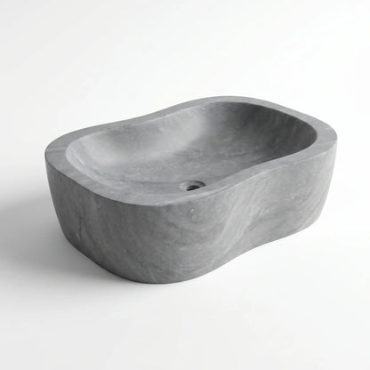 RMD-177 Round Grey Marble Vessel Sink Basin